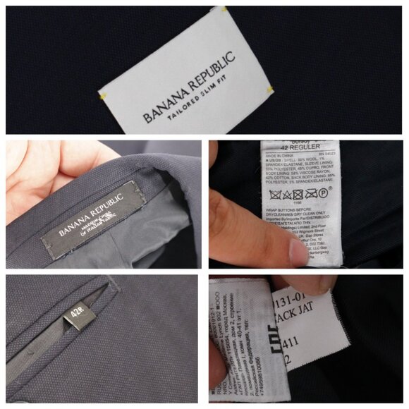 Banana Republic Reda Flexo Sport Coat Mens 42R Wool Blend Tailored Slim Fit navy - Picture 11 of 16